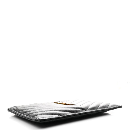 Saint Laurent Grain De Poudre Chevron Monogram Bill Pouch Black 4 of 8