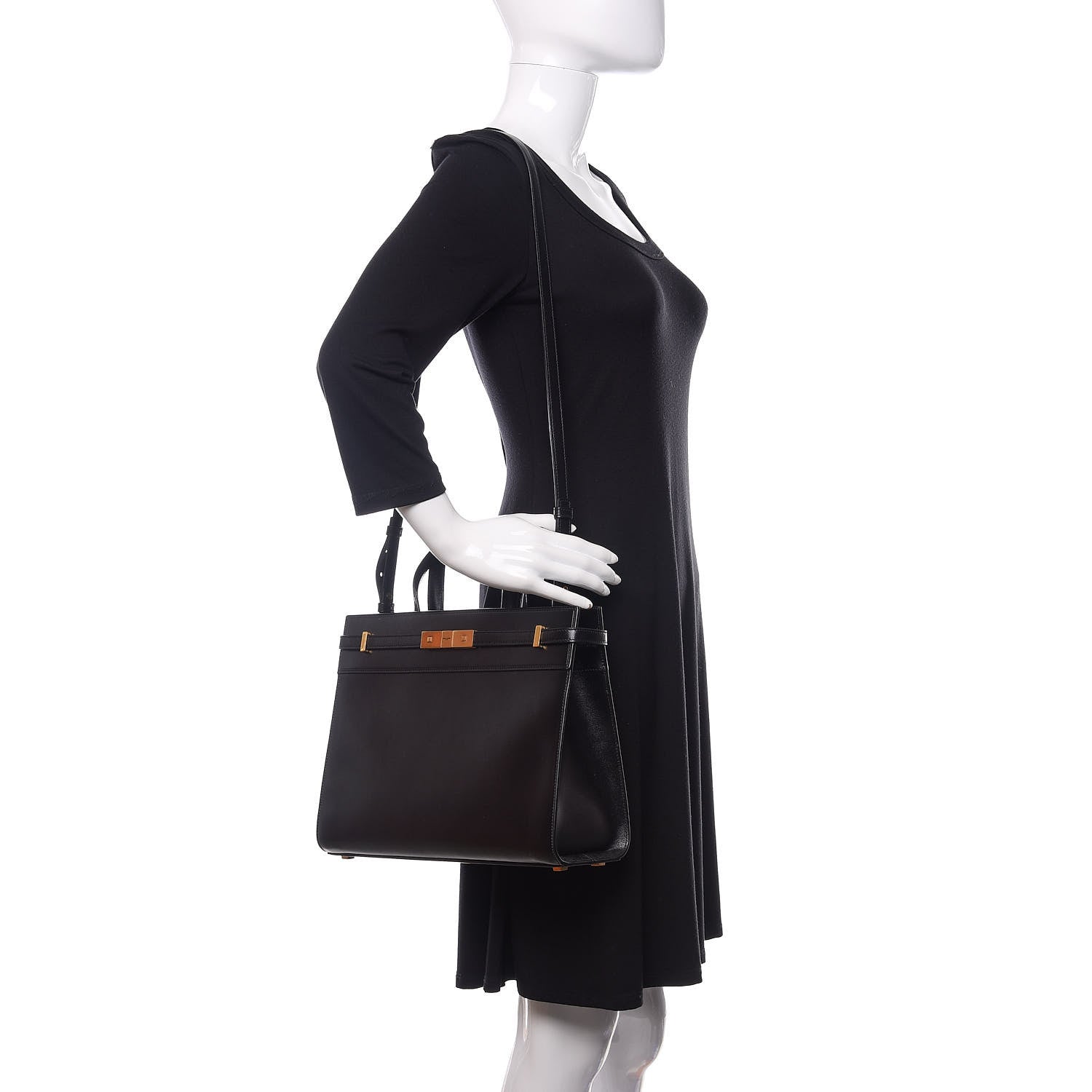 Saint Laurent Calfskin Small Manhattan Shopper Tote Black 2 of 9