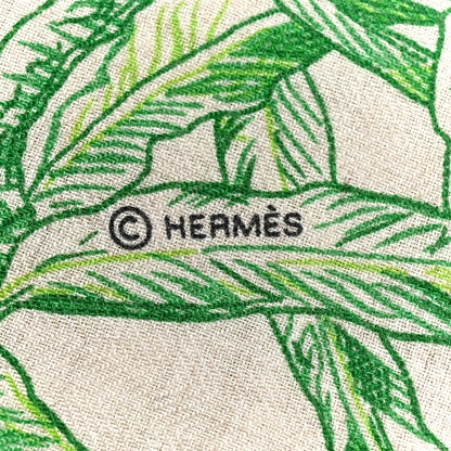 Hermes Cashmere Silk All 'Orto Botanico Di Palermo Shawl 140  Vert Vif Naturel Bleu 4 of 5