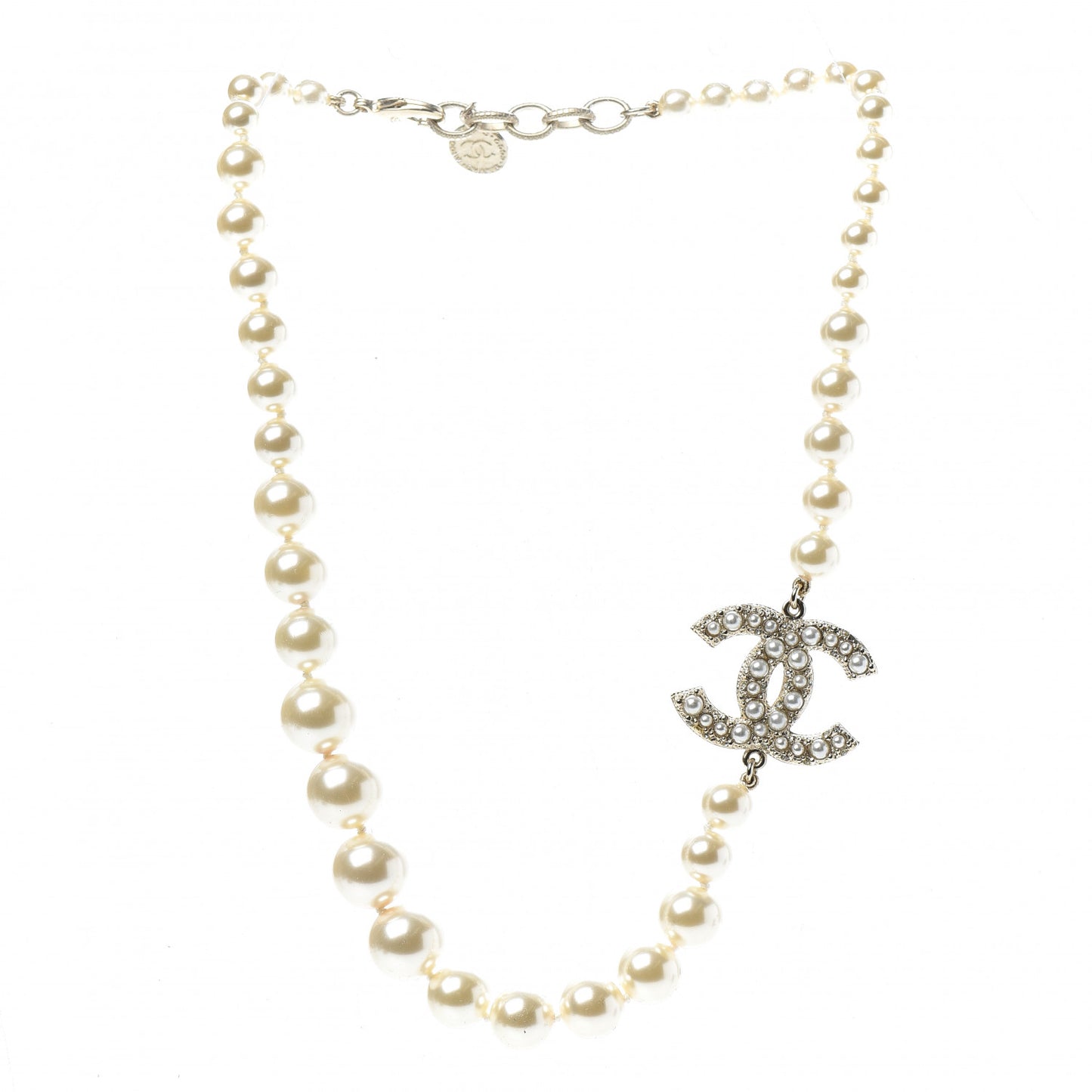 Graduated Pearl CC Short Necklace Gold