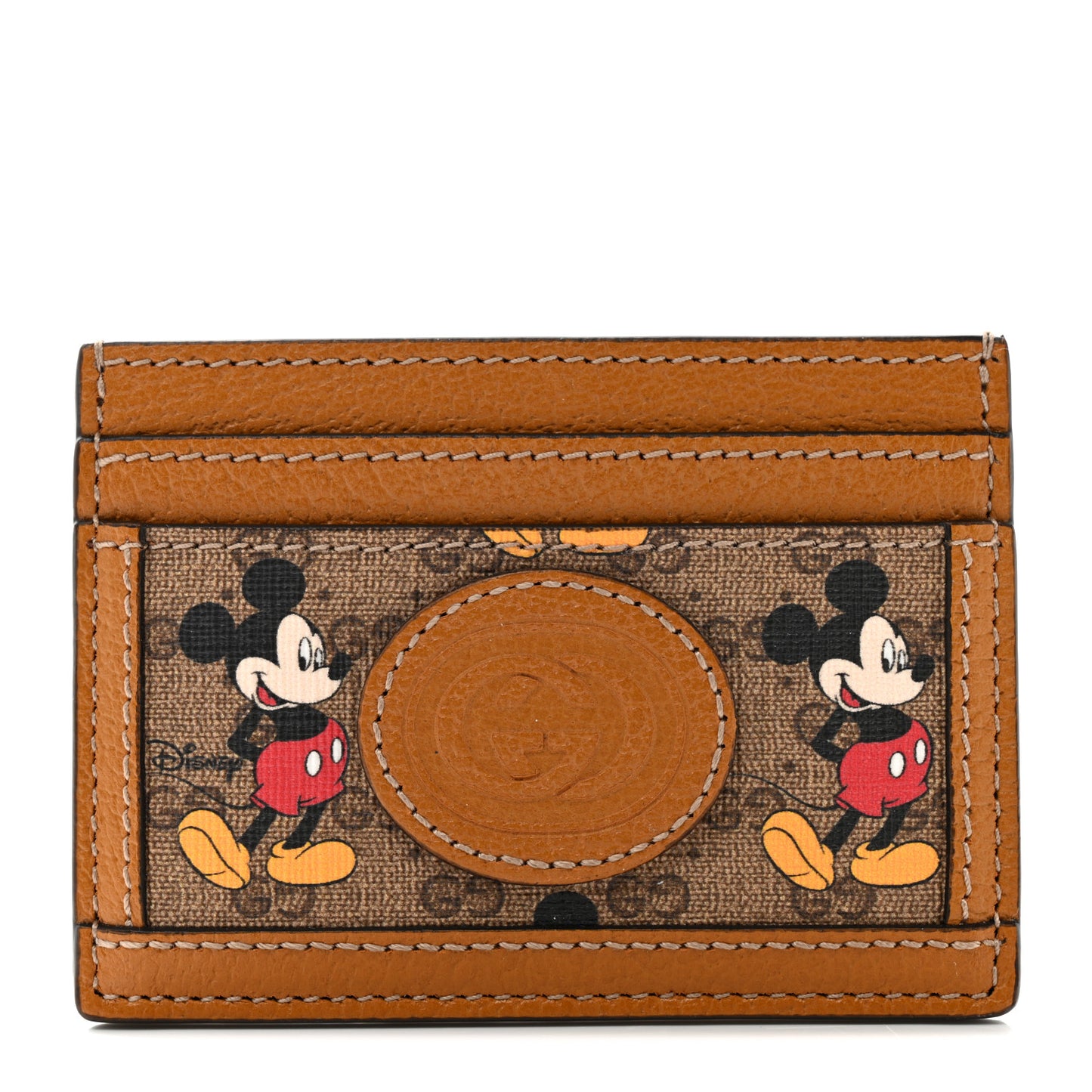 X DISNEY Mini Vintage GG Supreme Monogram Mickey Mouse Card Holder Beige Vintage Sun Oil