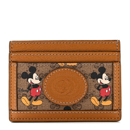 Gucci X DISNEY Mini Vintage GG Supreme Monogram Mickey Mouse Card Holder Beige Vintage Sun Oil 1 of 7