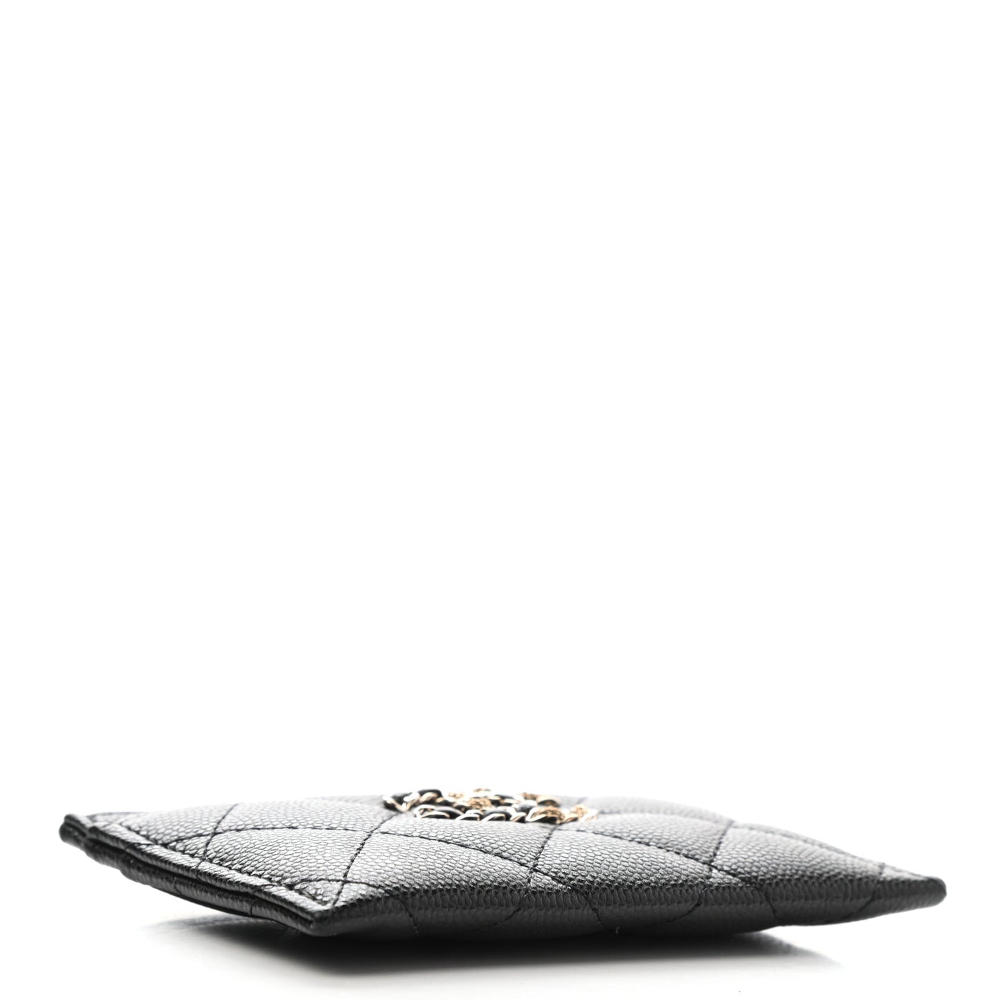 Caviar Quilted French New Wave Card Holder Black