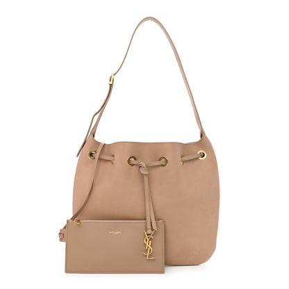 Saint Laurent Calfskin Medium Paris VII Flat Hobo Biscuit Beige 1 of 12