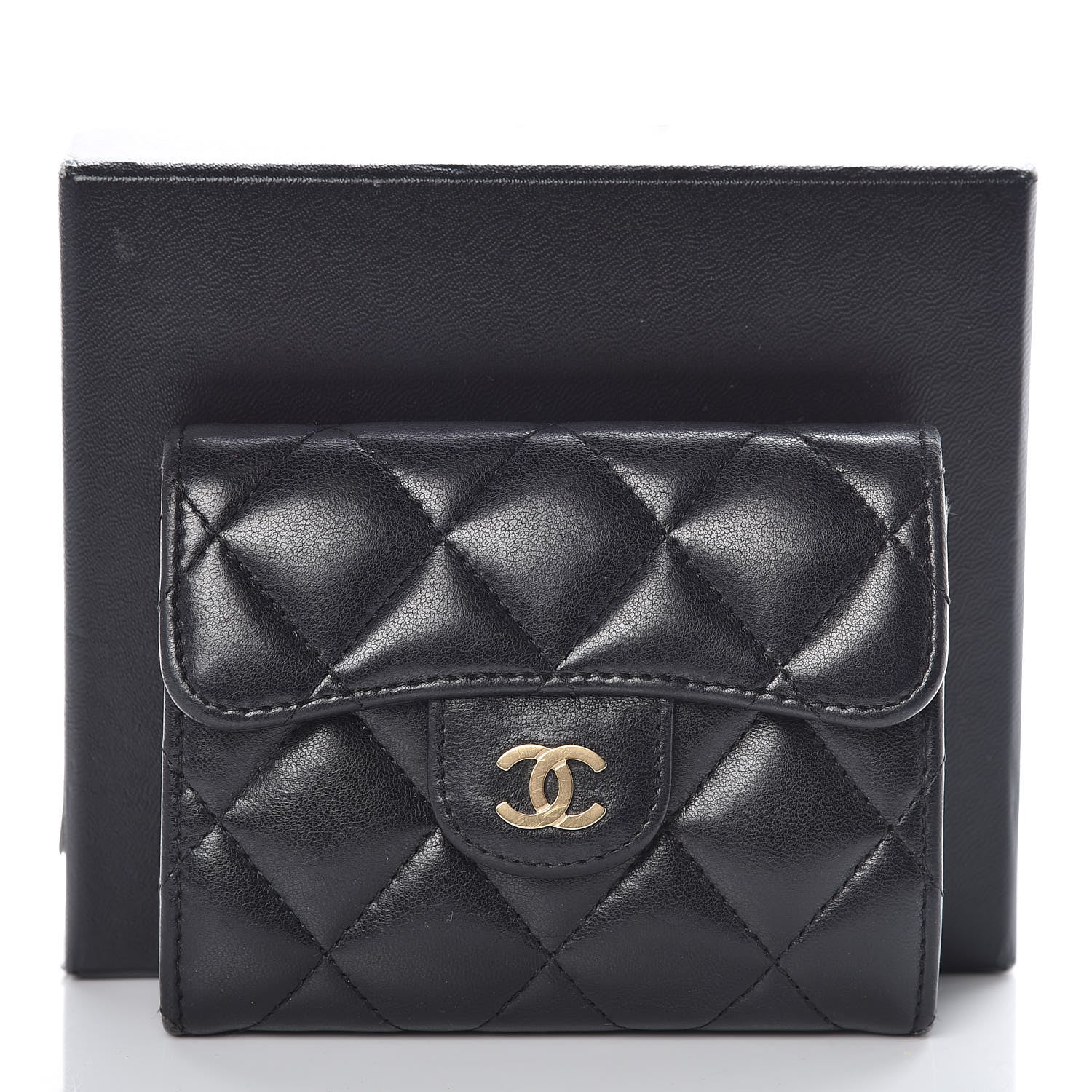 Chanel Lambskin Quilted Flap Card Holder Wallet Black 9 of 9