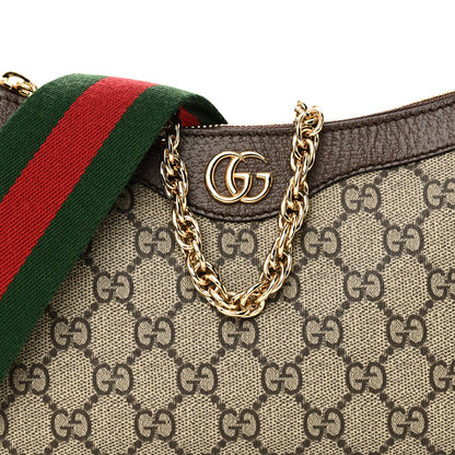 Gucci GG Supreme Monogram Textured Dollar Calfskin Web Small Ophidia GG Handbag Beige Ebony New Acero 8 of 11