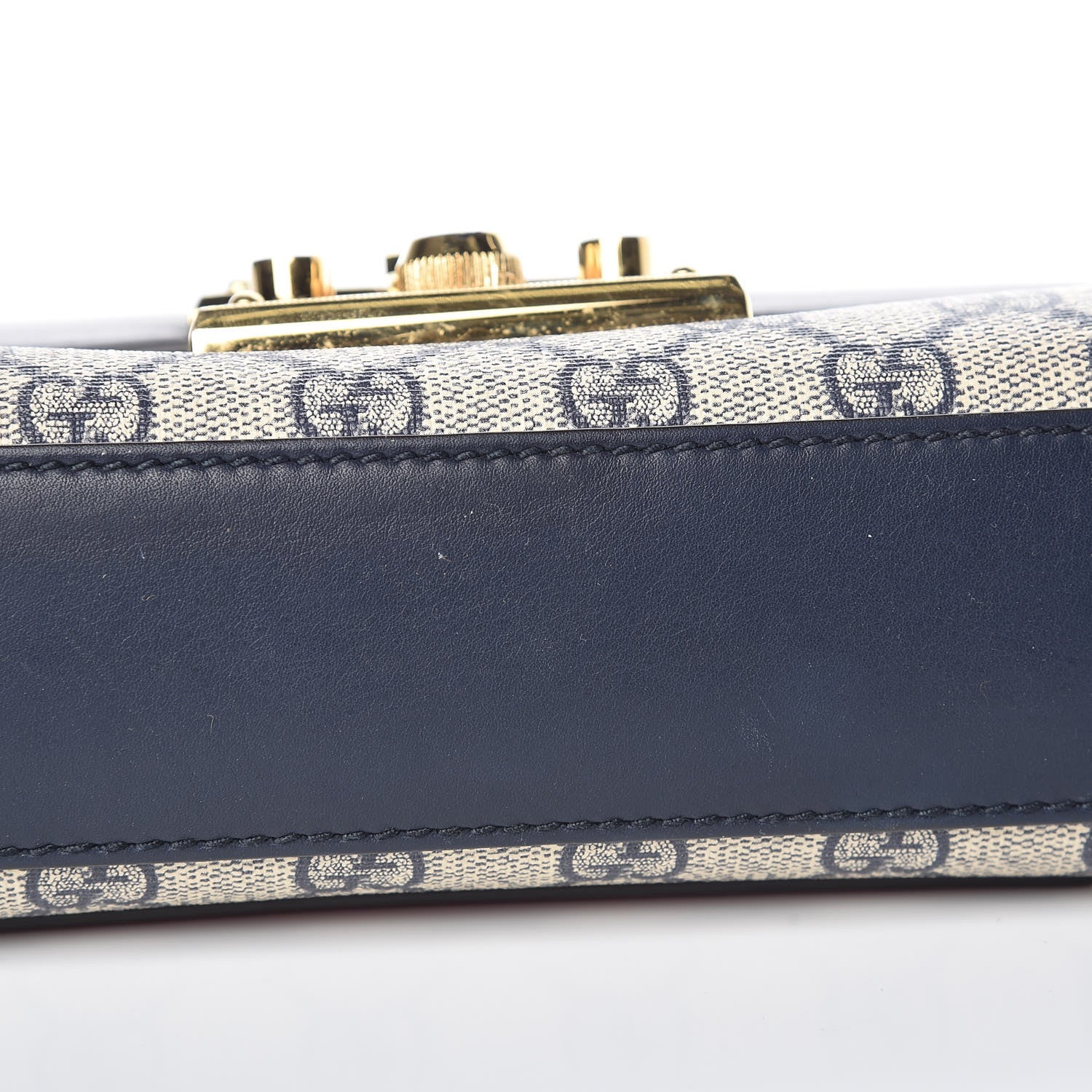 Gucci GG Supreme Monogram Moon Calfskin Small Padlock Shoulder Bag Beige Blue Mystic White Hibiscus Red 10 of 14