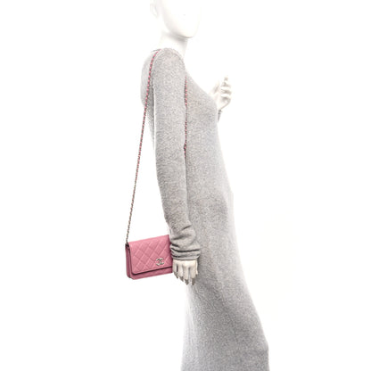 Chanel Lambskin Quilted Crystal Star Wallet On Chain WOC Pink 2 of 11