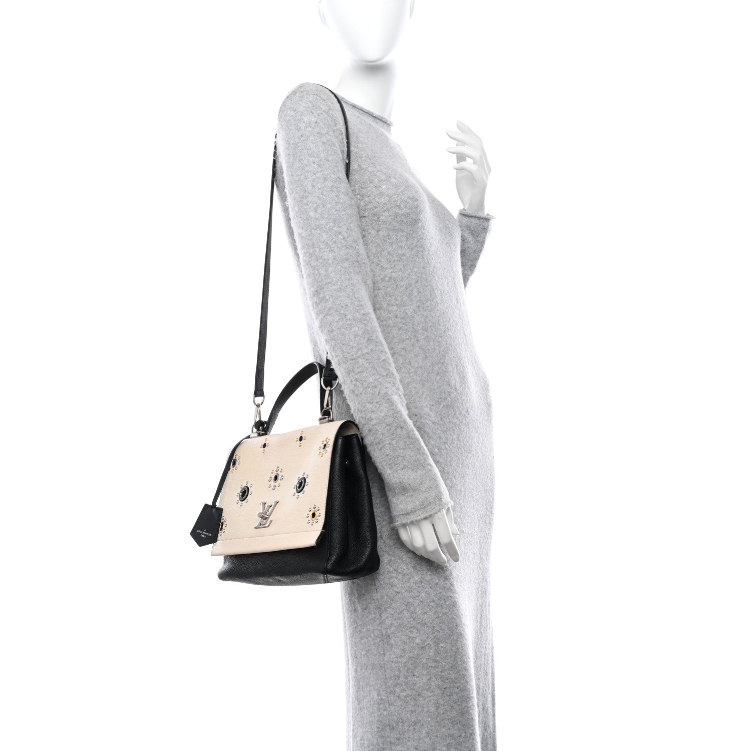 Louis Vuitton Calfskin Mechanical Flowers Lockme II Black Vanille 2 of 12