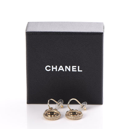 Chanel CC Bow Dangle Earrings Black Gold 4 of 4