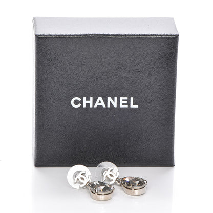 Chanel Crystal CC Drop Earrings Silver 5 of 5