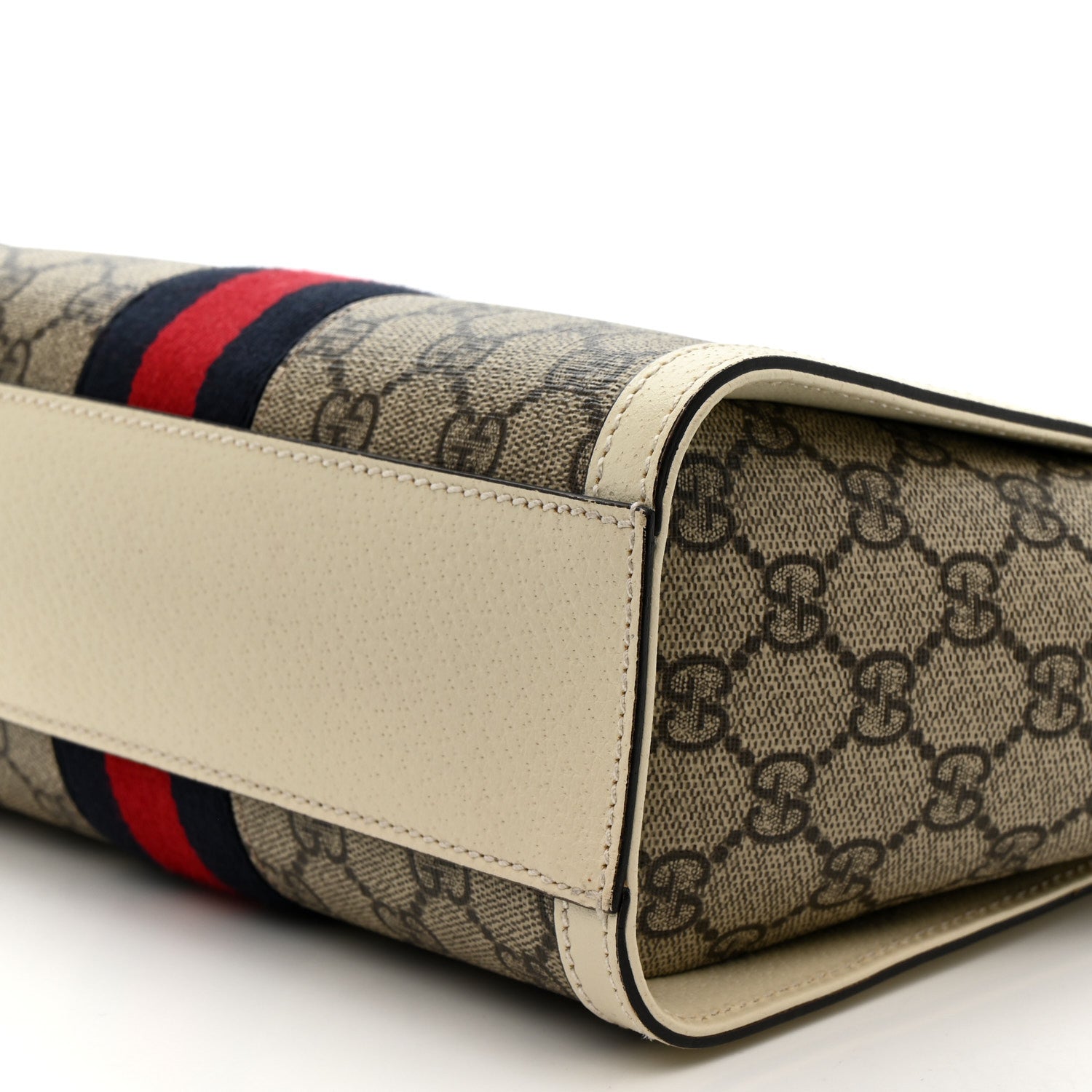 Gucci GG Supreme Monogram Textured Dollar Calfskin Web Small Ophidia Tote Bag Beige Ebony Mystic White 11 of 14