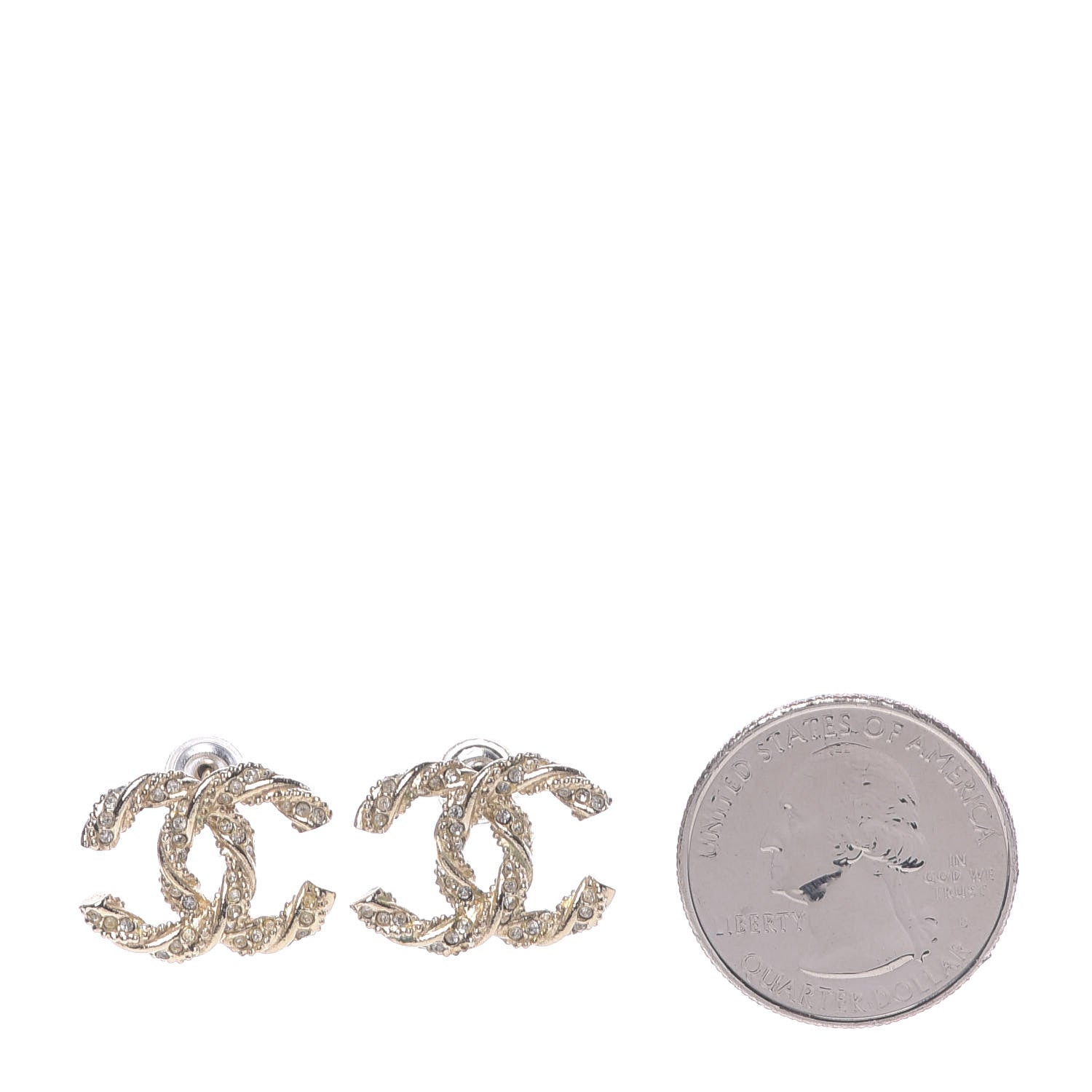 Chanel Crystal Twisted CC Earrings Gold 2 of 5