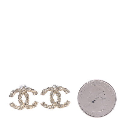Chanel Crystal Twisted CC Earrings Gold 2 of 5