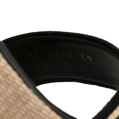 Christian Dior Calfskin Raffia Embroidered Dway Platform Sandals 39 Black 9 of 9