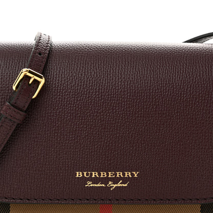 Burberry Grained Calfskin House Check Tartan Mix Hampshire Wallet On Chain Burgundy 7 of 11