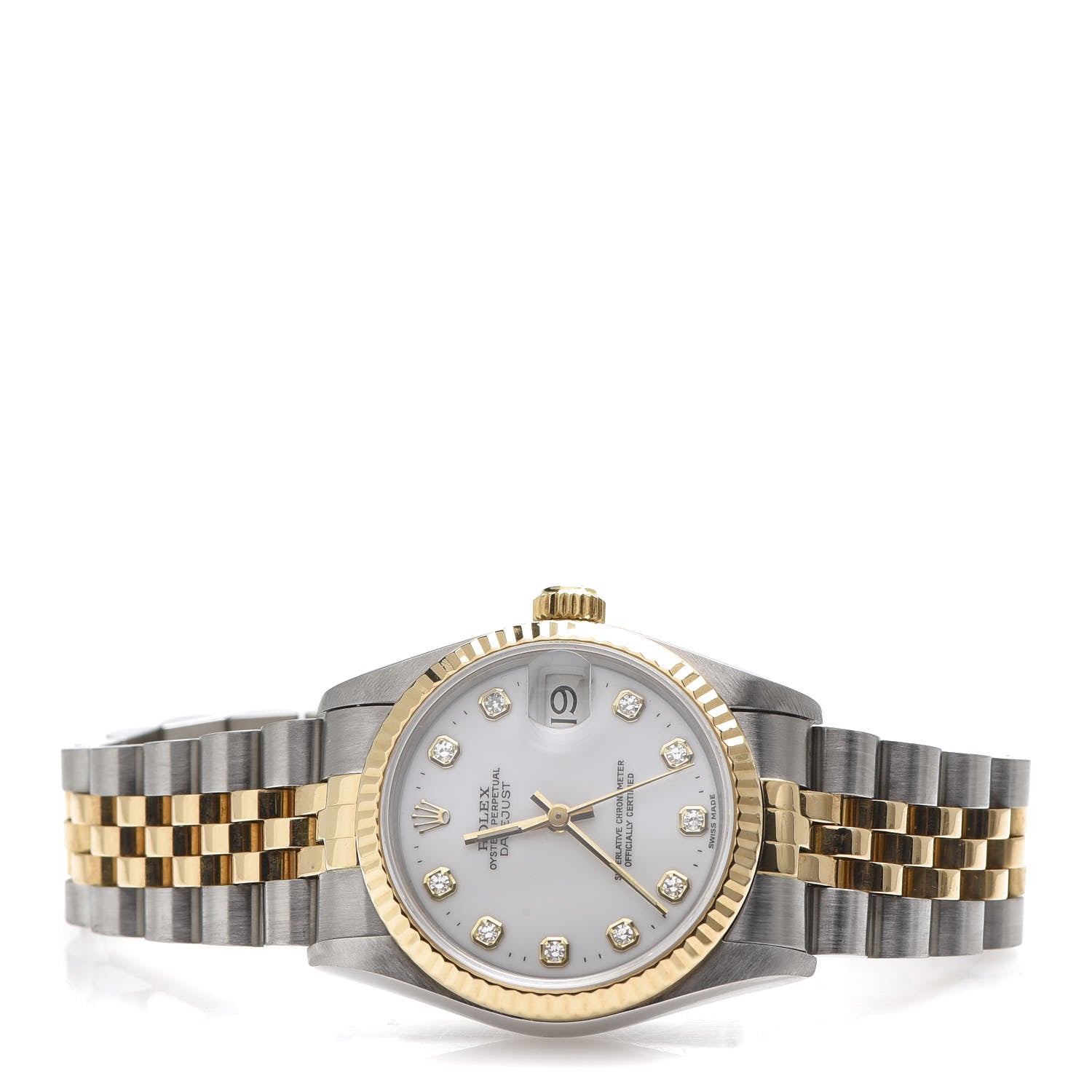 Rolex Stainless Steel 18K Yellow Gold Diamond 31mm Oyster Perpetual Datejust Watch White 68273 3 of 6