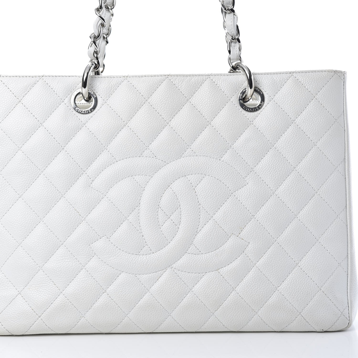 Chanel Caviar Quilted Grand Shopping Tote GST White 7 of 16