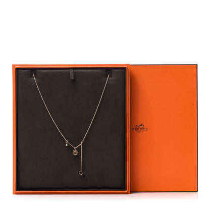 Hermes 18K Rose Gold Diamond TPM Ex-Libris Pendant Necklace 6 of 6