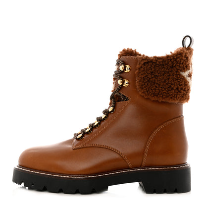 Louis Vuitton Calfskin Shearling Territory Ranger Combat Boots 38 Cognac 1 of 10