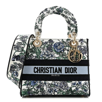 Christian Dior Canvas Embroidered Print Medium Lady D-Lite Blue Multicolor 1 of 9
