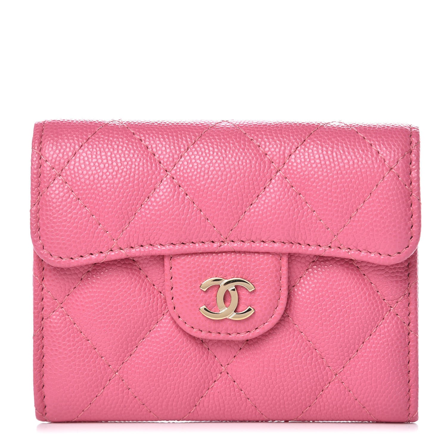 Chanel Caviar Quilted Flap Card Holder Wallet Pink 1 of 9
