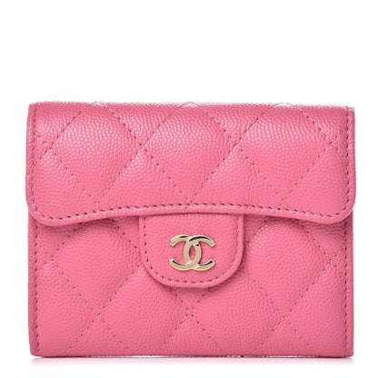 Chanel Caviar Quilted Flap Card Holder Wallet Pink 1 of 9