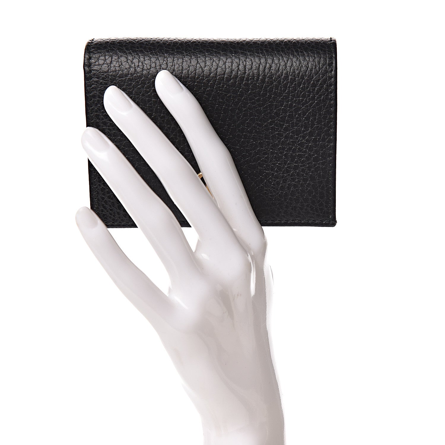 Gucci Pebbled Calfskin GG Marmont Card Case Black 2 of 8