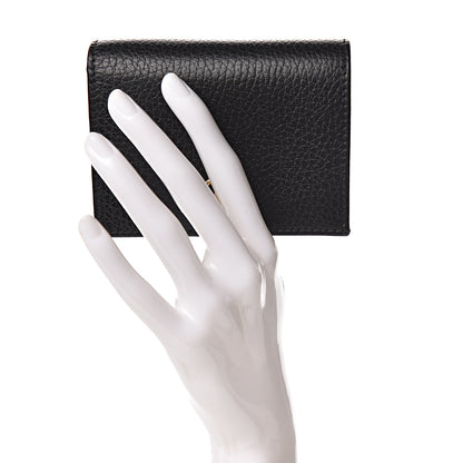 Gucci Pebbled Calfskin GG Marmont Card Case Black 2 of 8