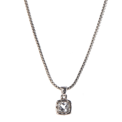 John Hardy Sterling Silver White Topaz Kali Square Pendant Necklace 1 of 8