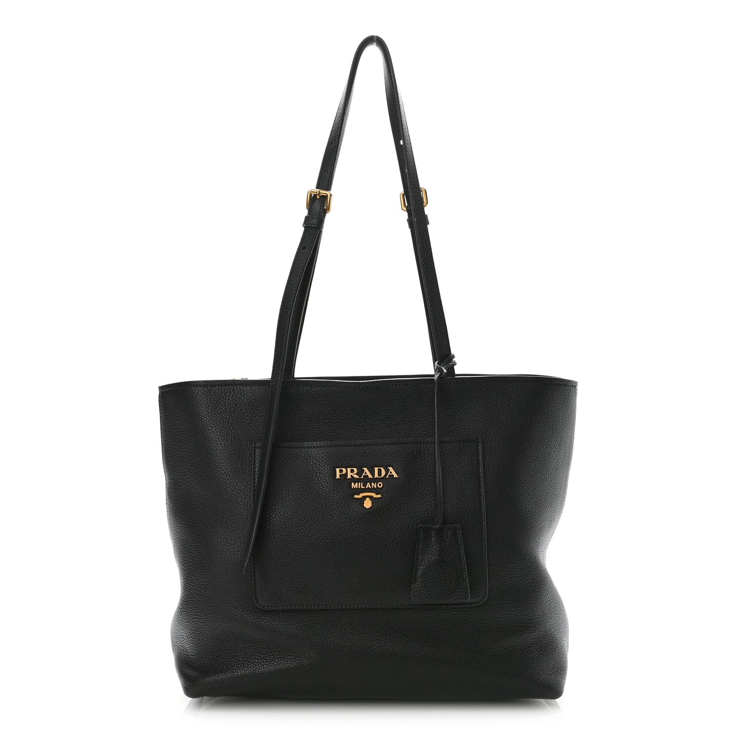 Vitello Daino Pocket Shopping Tote Black