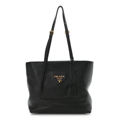 Prada Vitello Daino Pocket Shopping Tote Black 1 of 10