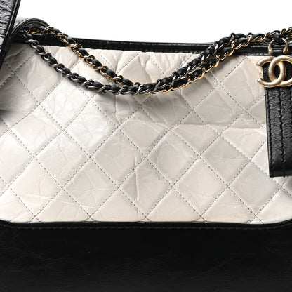 Chanel Aged Calfskin Quilted Medium Gabrielle Hobo Black White 14 of 19