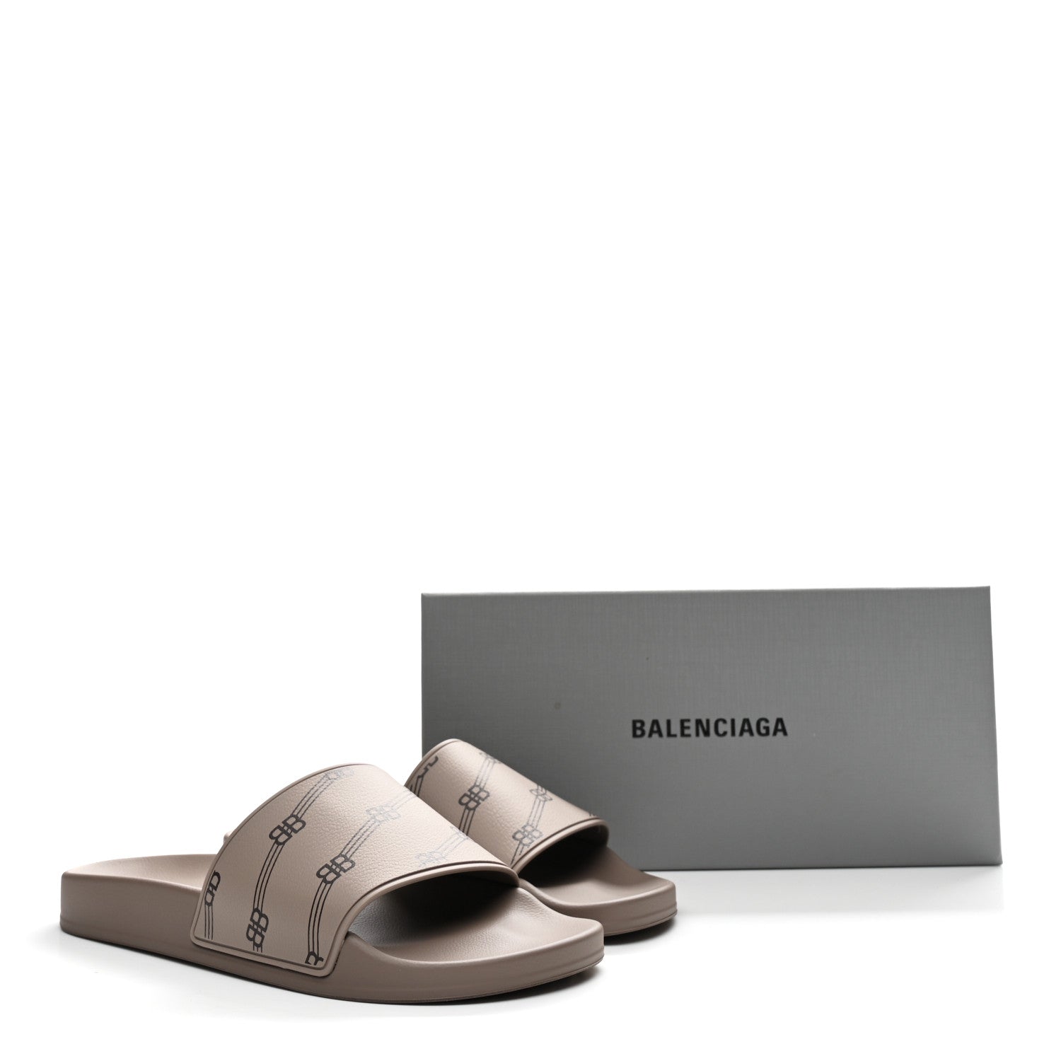 Balenciaga Rubber Allover Logo Mens Pool Slide Sandals 42 Dark Mink 9 of 9