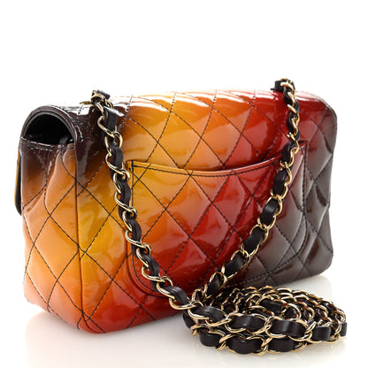 Chanel Shaded Patent Calfskin Quilted Mini Rectangular Flap Red Yellow Dark Purple 2 of 11