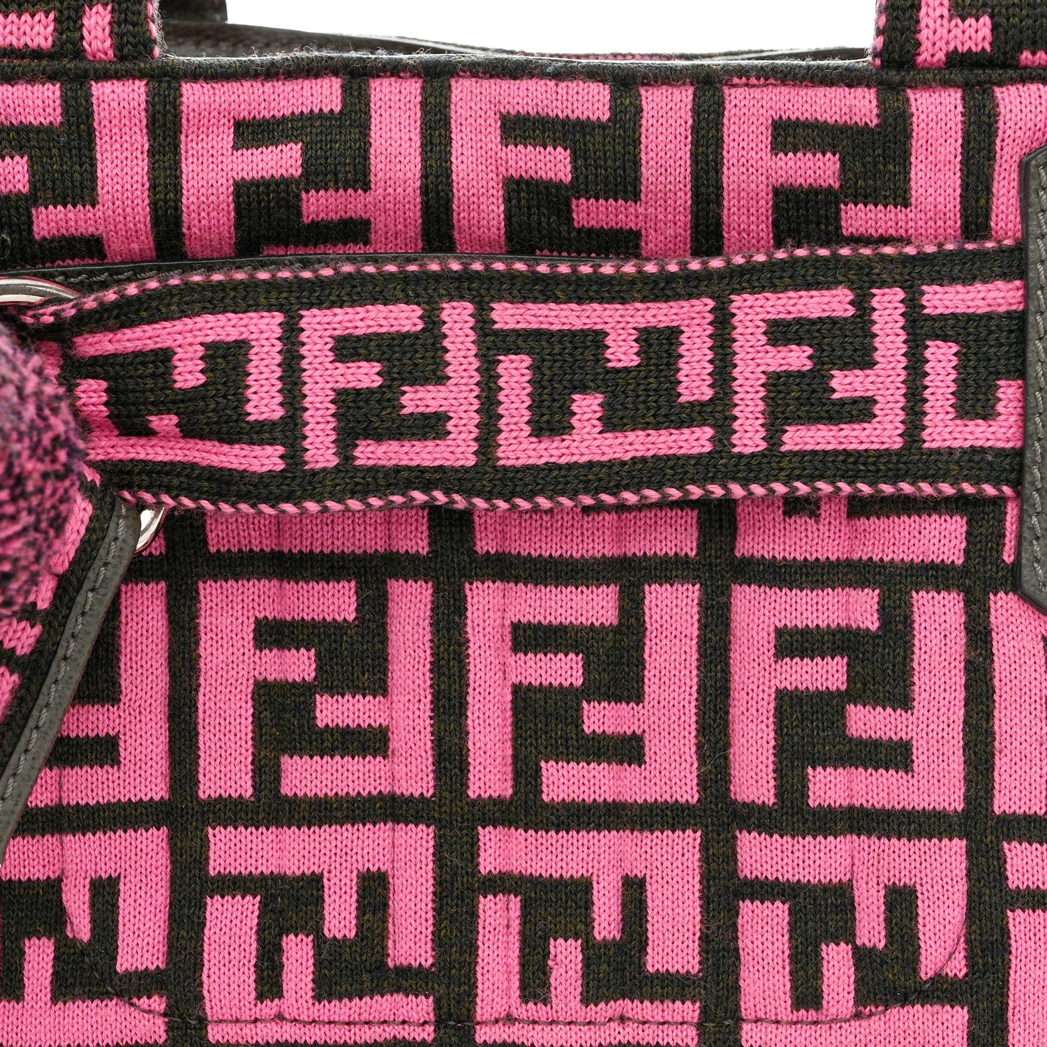 Fendi Zucca Cinghiale Medium Zip Code Shopping Tote Rosa Verde 8 of 10