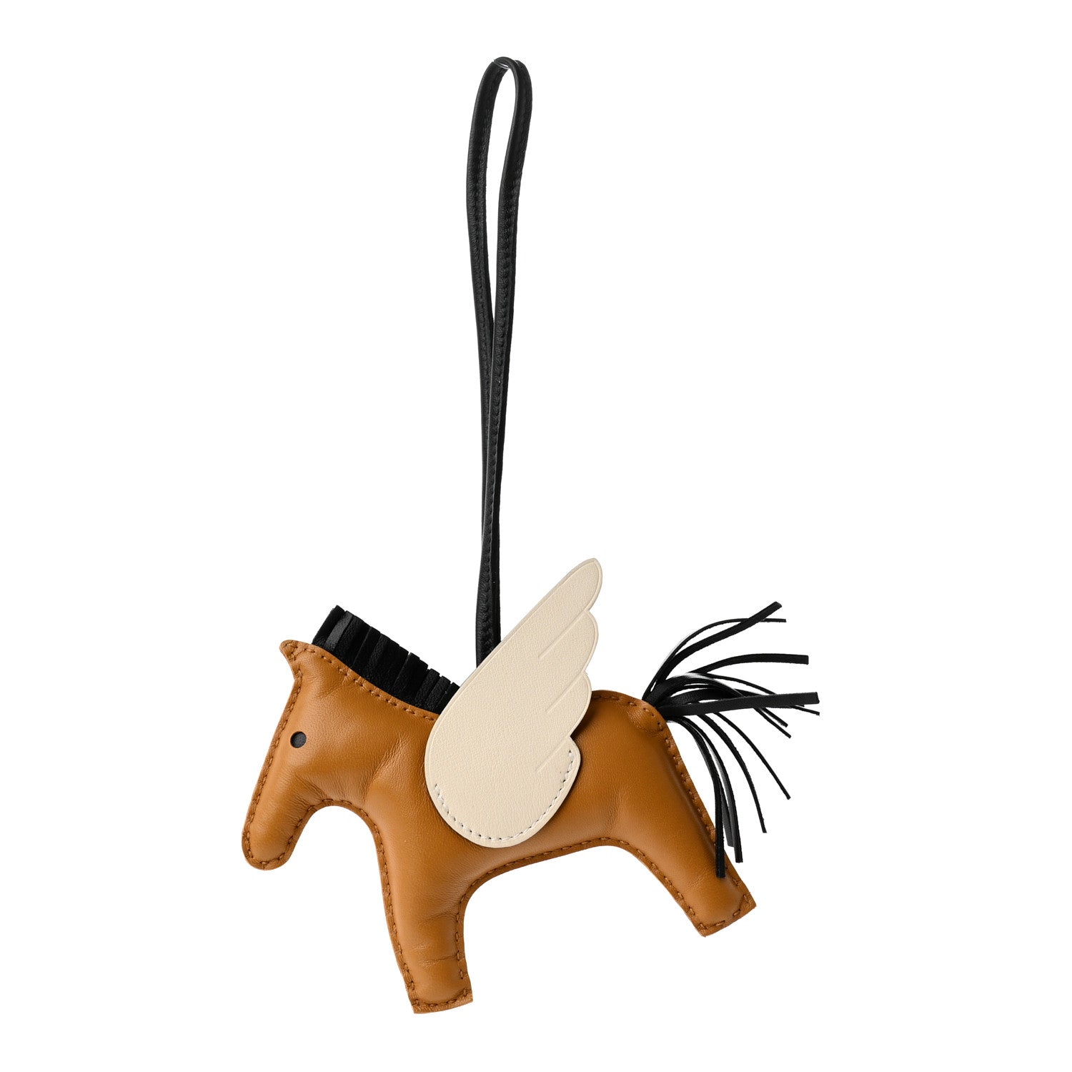Hermes Milo Lambskin Grigri Rodeo Pegase Horse Bag Charm MM Sesame Black Nata 1 of 5