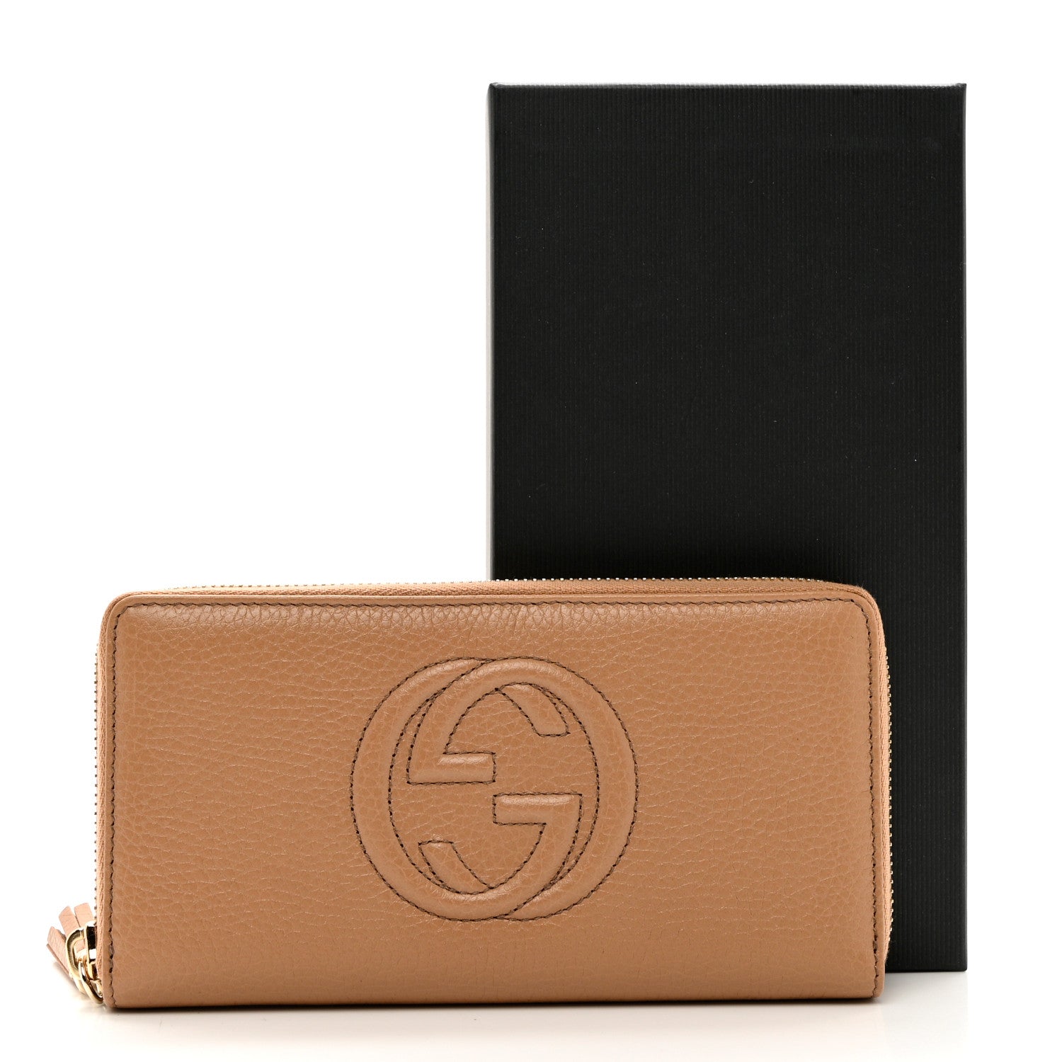 Gucci Pebbled Calfskin Soho Zip Around Wallet Camelia 8 of 8