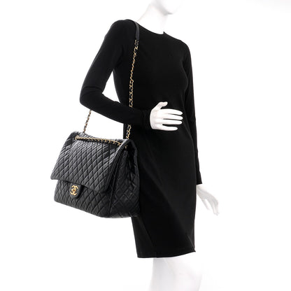 Chanel Calfskin Quilted XXL Travel Flap Bag Black 2 of 8