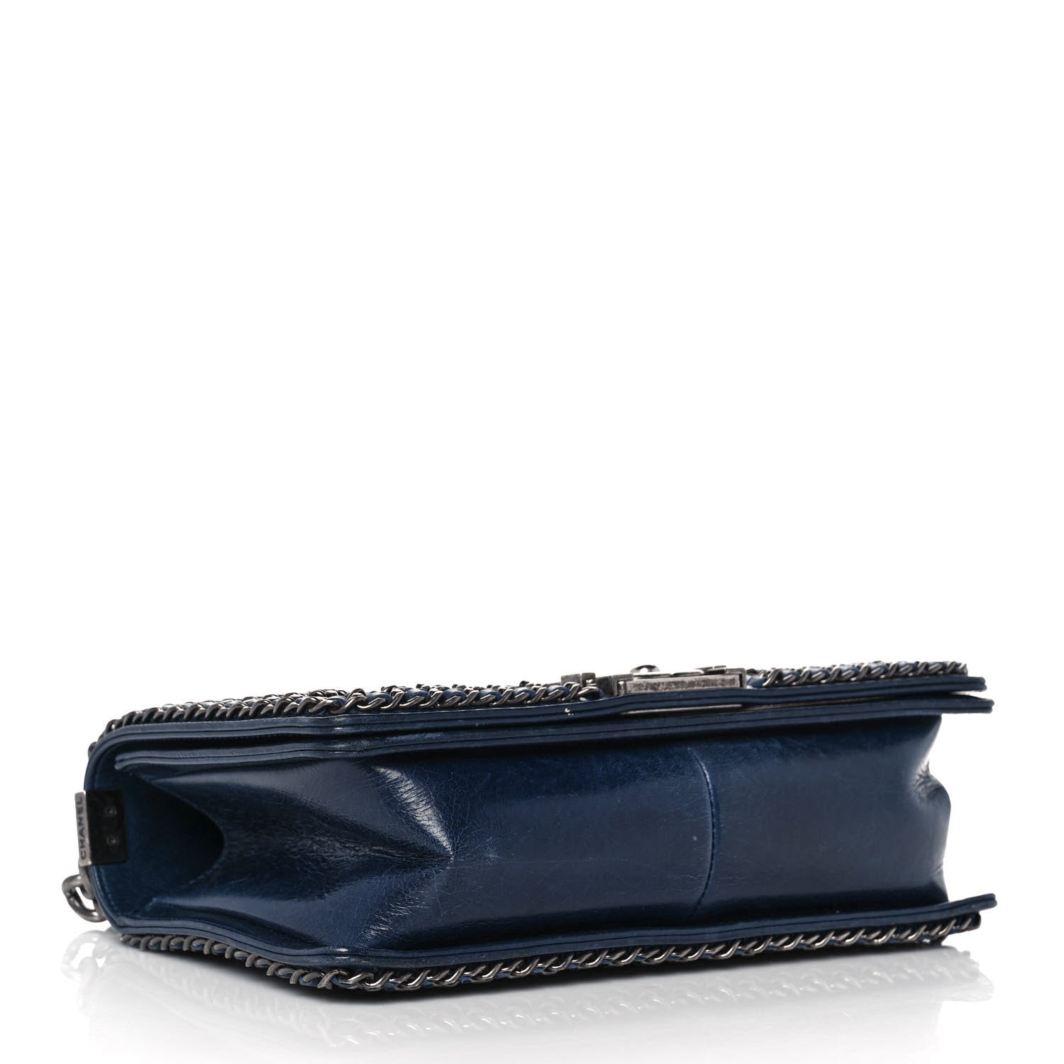 Chanel Glazed Calfskin Quilted Medium Boy Chained Flap Blue 3 of 9