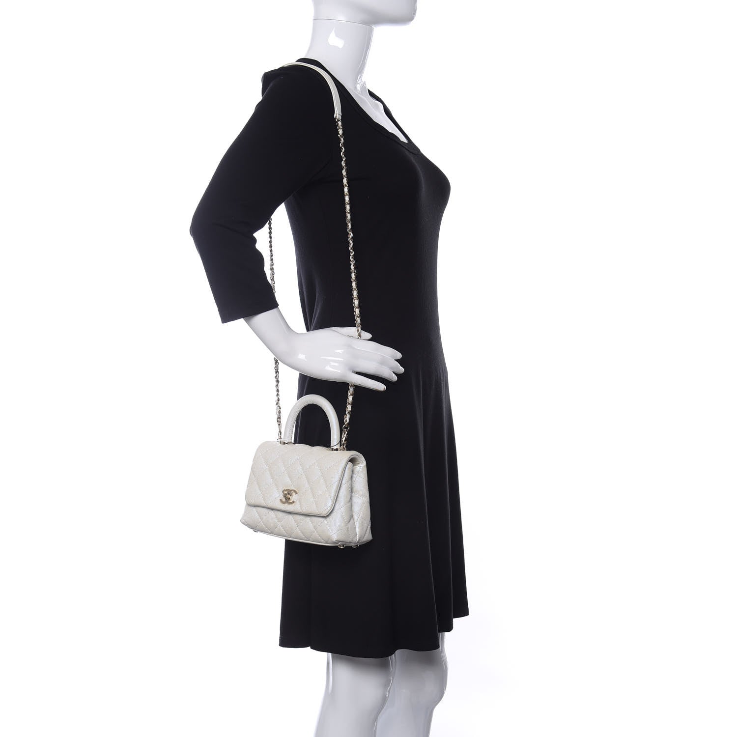 Chanel Iridescent Caviar Quilted Extra Mini Coco Handle Flap Ivory 2 of 11