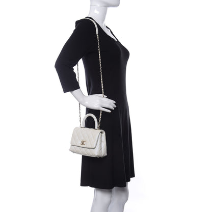 Chanel Iridescent Caviar Quilted Extra Mini Coco Handle Flap Ivory 2 of 11