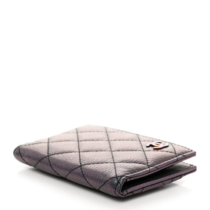 Chanel Iridescent Goatskin Quilted Card Holder Purple 5 of 8