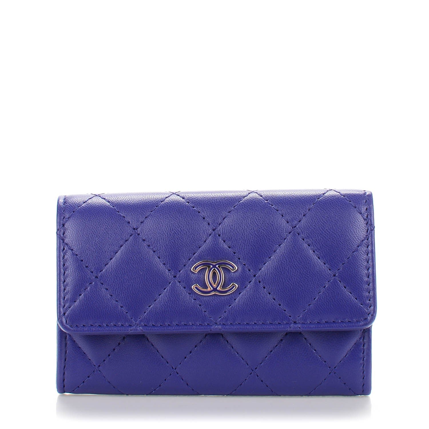 Chanel Lambskin Quilted Card Holder Purple 1 of 8