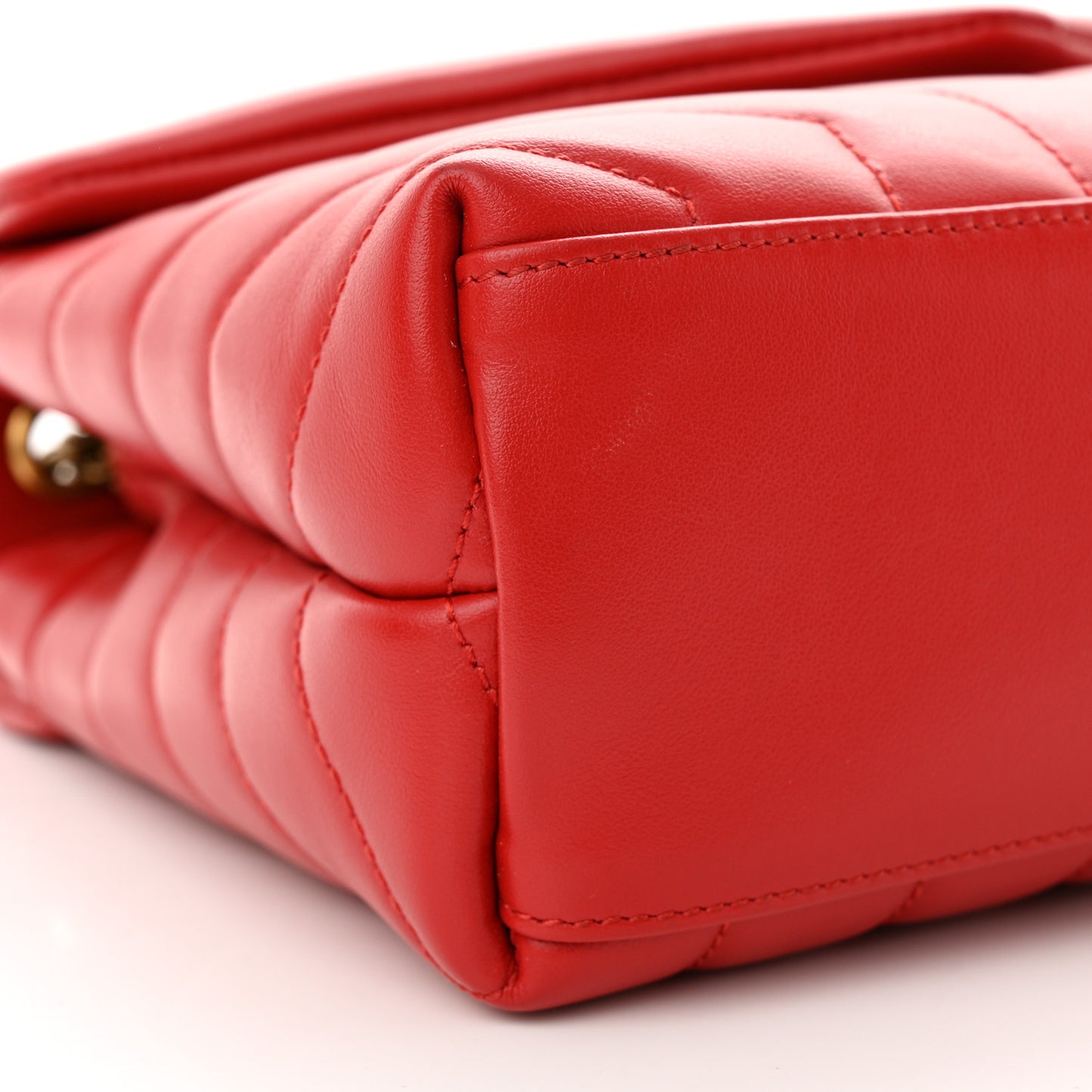 Calfskin Y Quilted Monogram Small Loulou Chain Satchel Red
