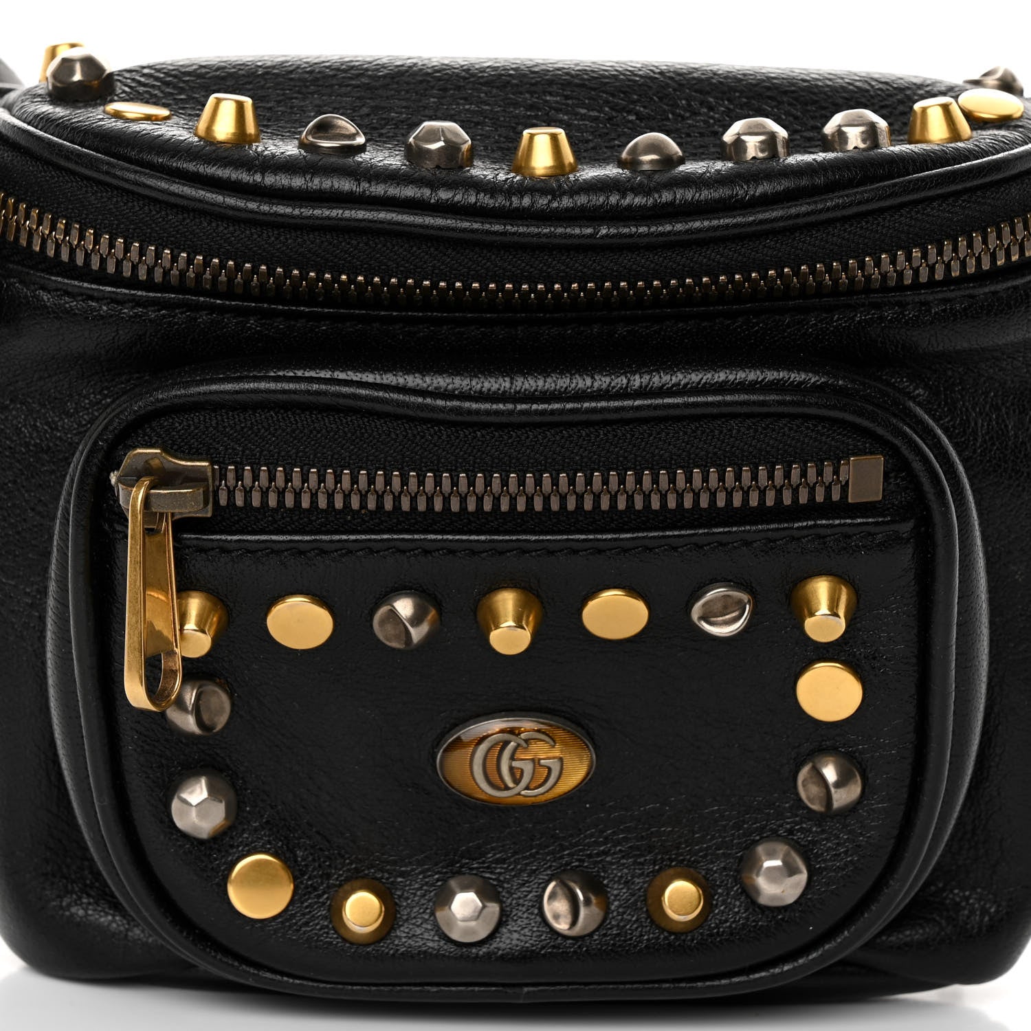 Gucci Calfskin Ophidia Studs Belt Bag Black 6 of 8