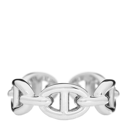 Hermes Sterling Silver PM Chaine d'Ancre Enchainee Band Ring 53 6.5 3 of 8