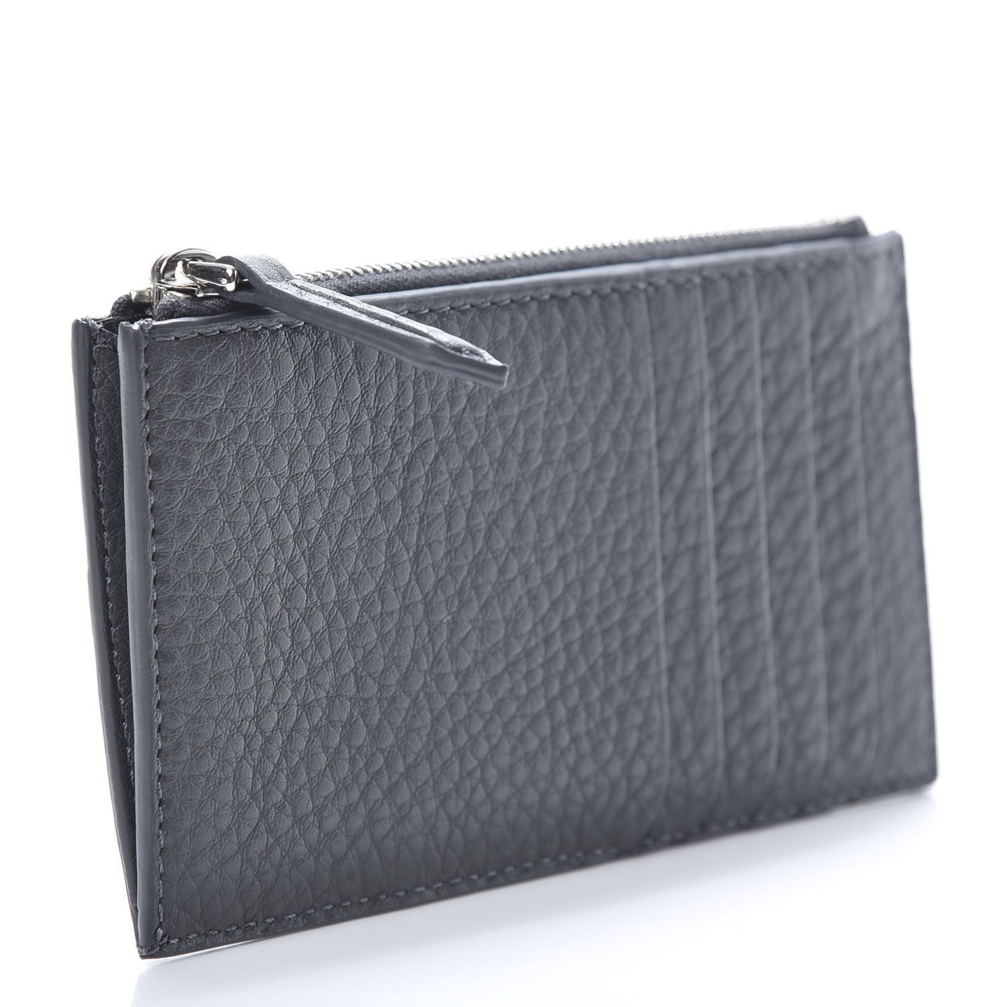 Cuoio Romano Stamp Patch Zip Card Holder Asfalto