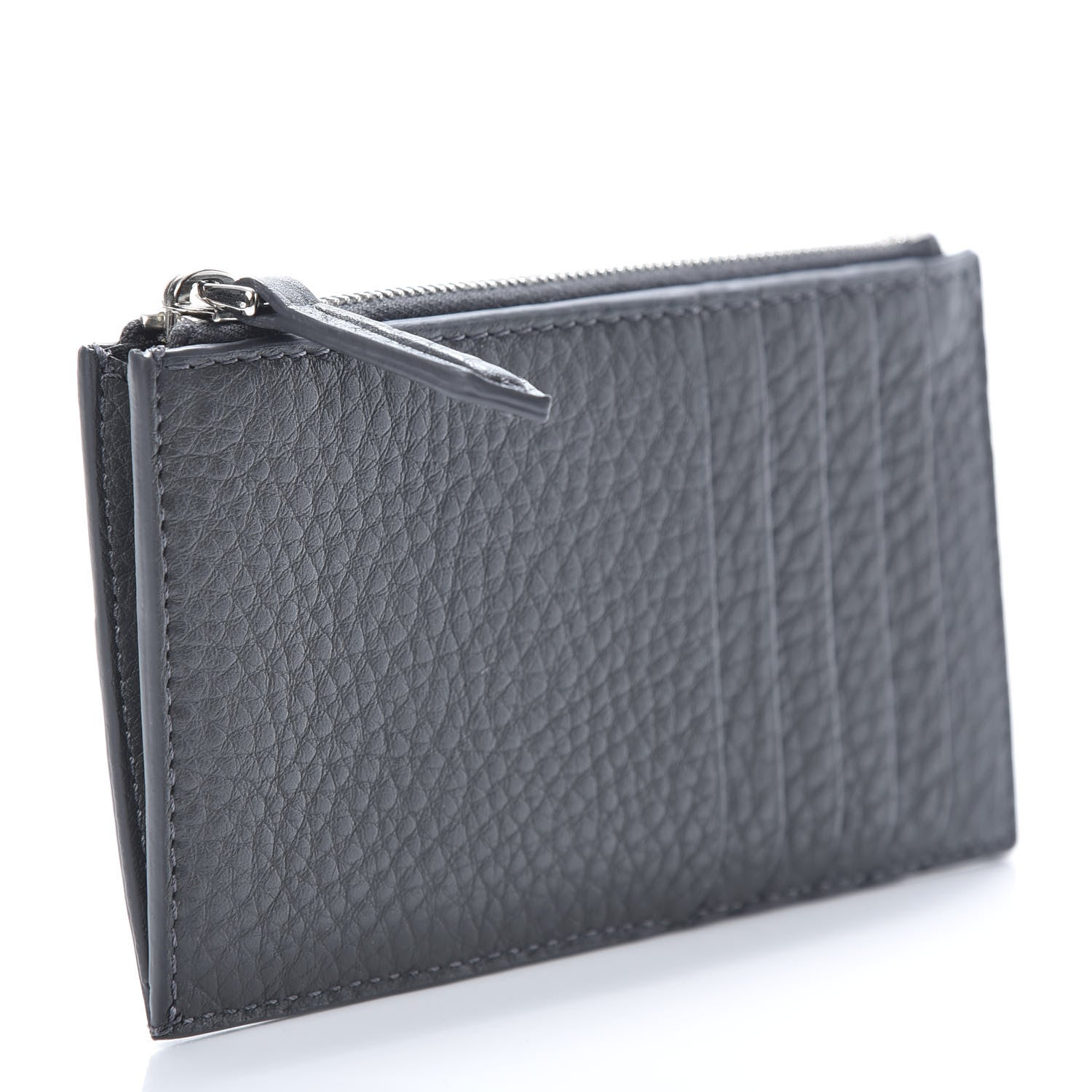 Fendi Cuoio Romano Stamp Patch Zip Card Holder Asfalto 3 of 7