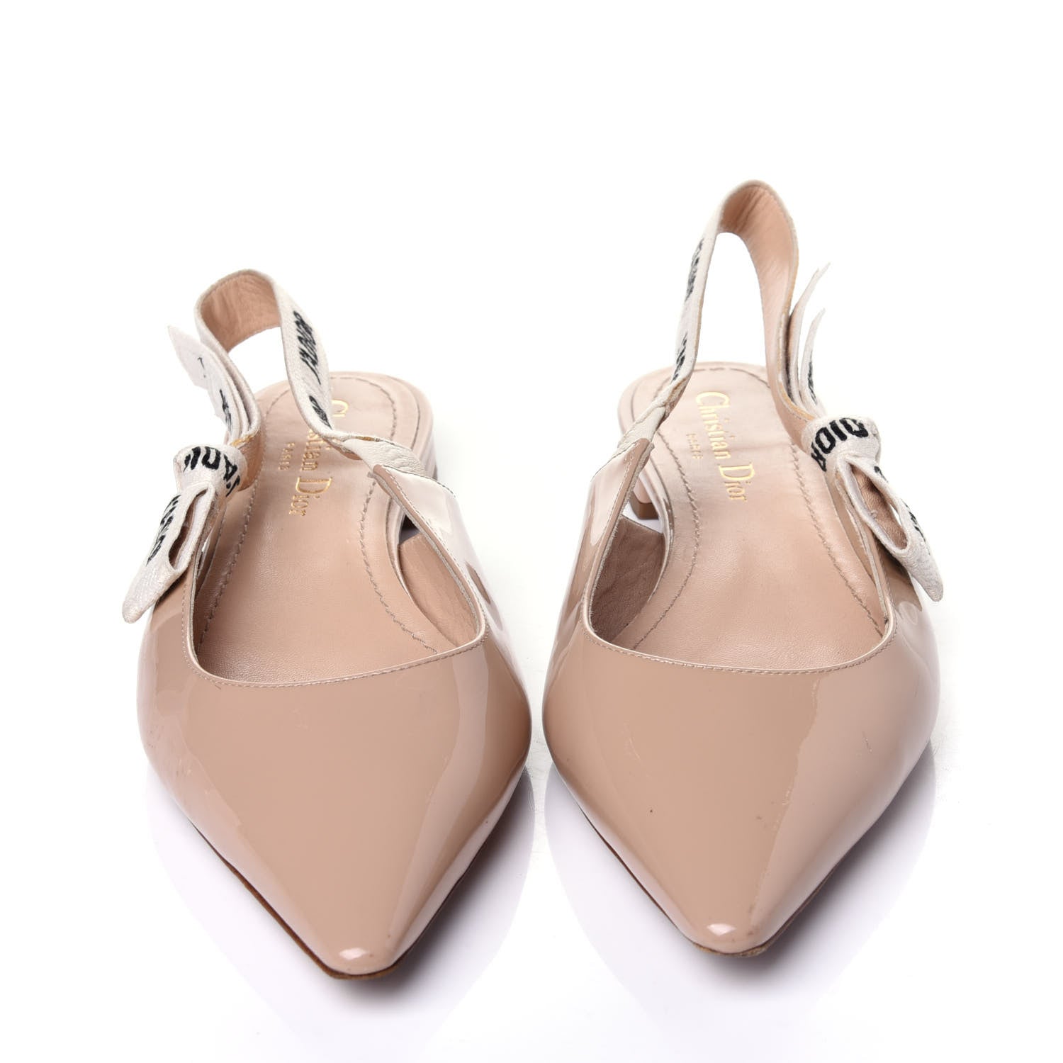 Christian Dior Patent Ribbon J'Adior Slingback Ballet Flats 38 Nude 6 of 11